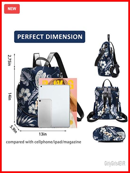 Waterproof Women\'s Backpack Purse Anti Theft Nylon Travel Daypack Crossbody main image 6